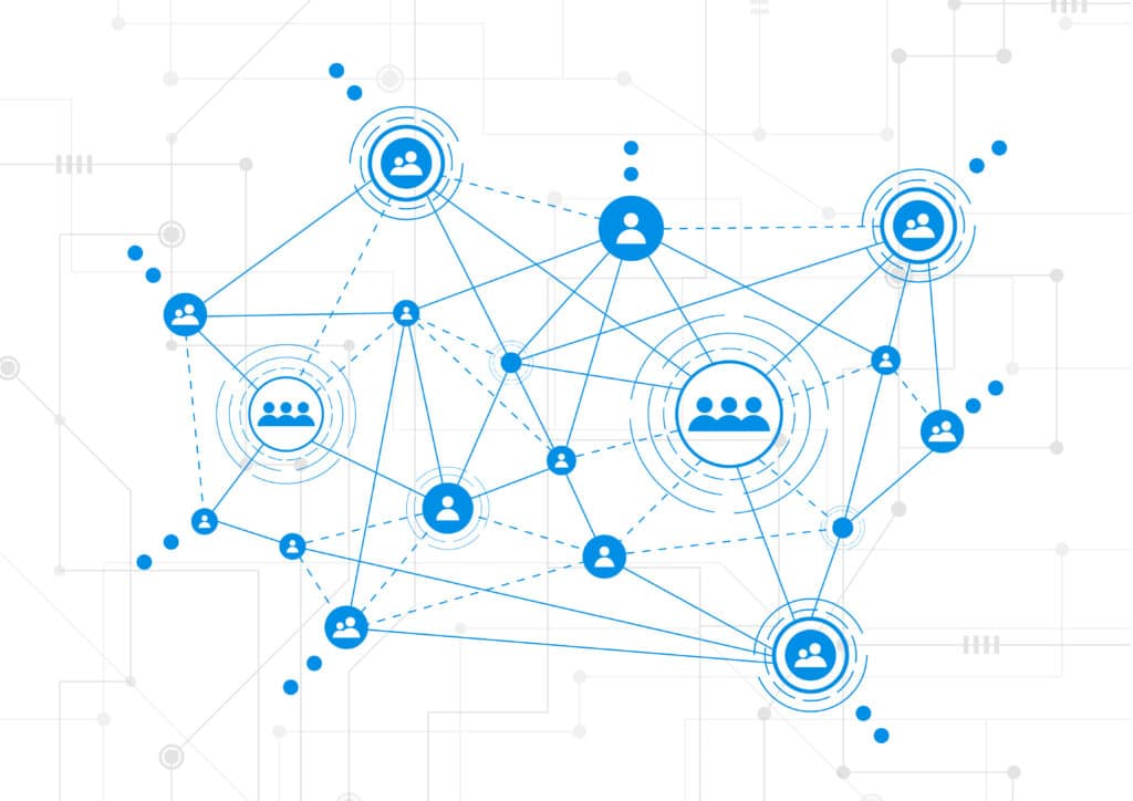 Connection technologies for business. Mixed media graphic